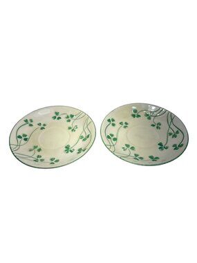 Erin Shamrock Saucers Plates Lot of 2 Vintage Green Ireland Irish 5 1/2"
